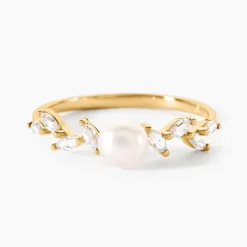 Bague Nacrée Or Jaune Perle De Culture Oxyde De Zirconium-Histoire d'Or New