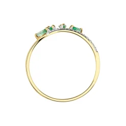 Bague Navette Or Jaune Emeraude Diamant-Histoire d'Or Clearance