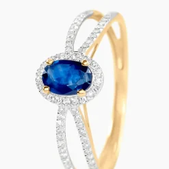 Bague Ninian Or Jaune Saphir Diamant-Histoire d'Or New