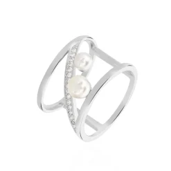 LAETIZIA Bague Nissi Argent Blanc Perle De Culture Oxyde De Zirconium