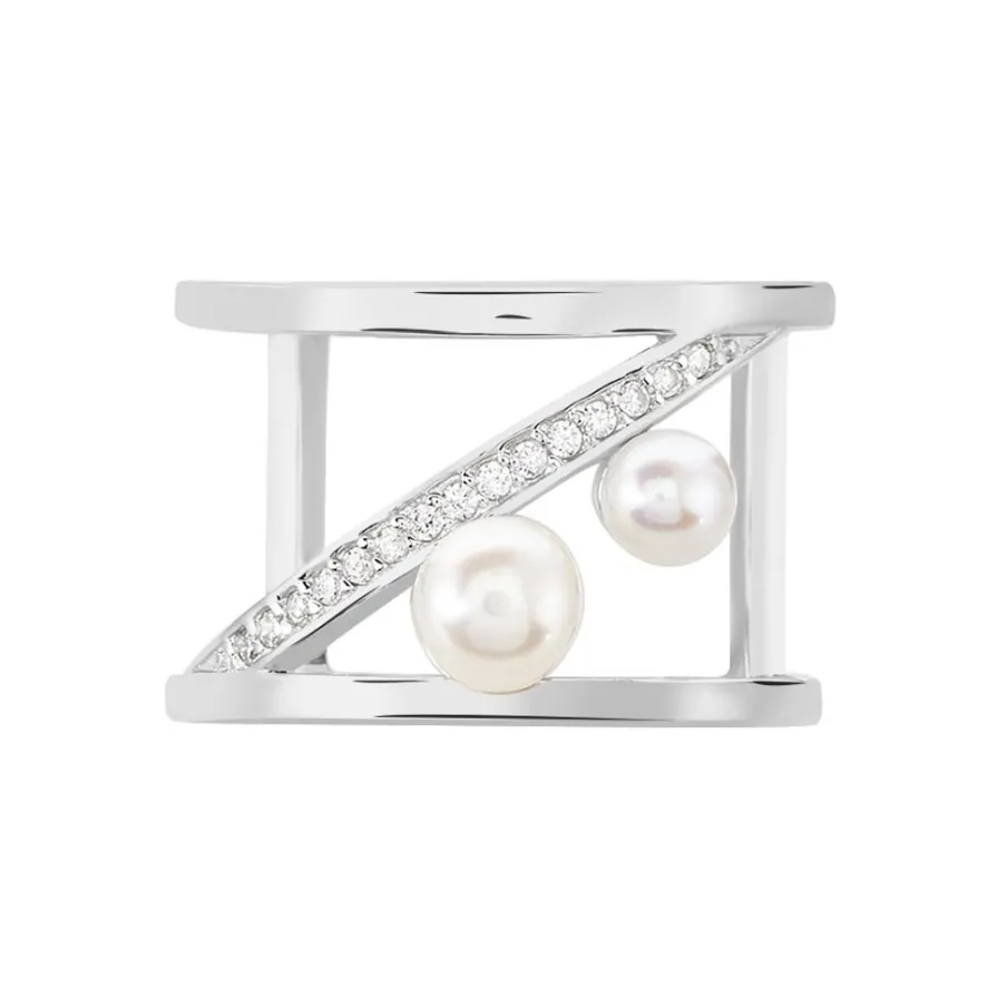 LAETIZIA Bague Nissi Argent Blanc Perle De Culture Oxyde De Zirconium