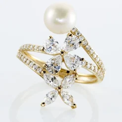 Bague Norah Or Jaune Perle De Culture Et Oxyde De Zirconium-Histoire d'Or Clearance