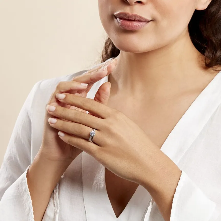 Bague Or Blanc Ofelie Solitaire Oxyde-Histoire d'Or Discount