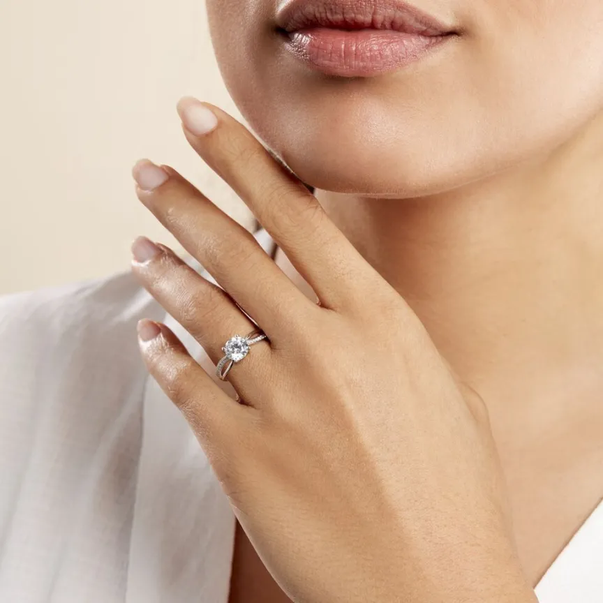 Bague Or Blanc Ofelie Solitaire Oxyde-Histoire d'Or Discount
