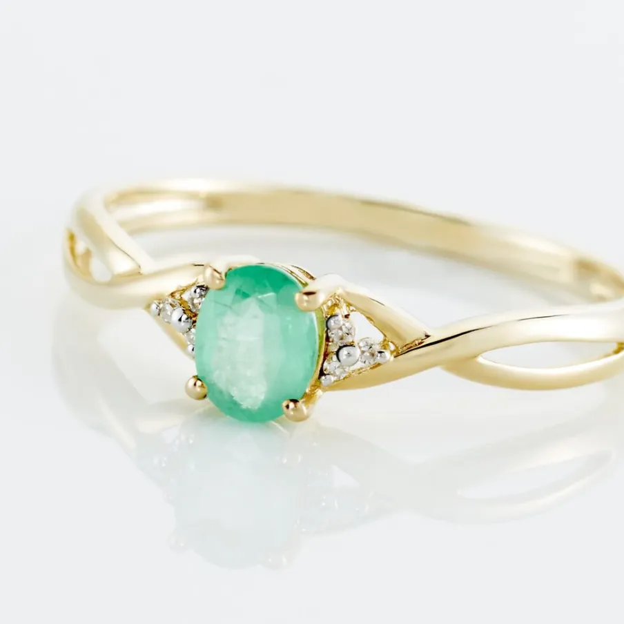 Histoire d'Or Bague Or Jaune Cassie Emeraude Diamants
