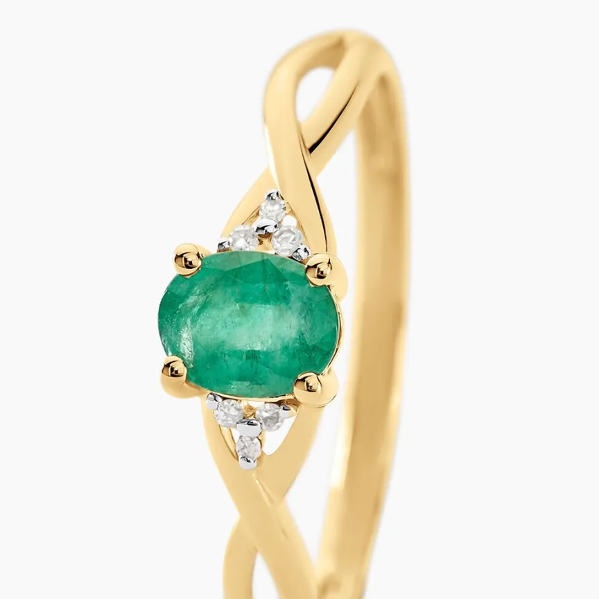 Bague Or Jaune Cassie Emeraude Et Diamant-Histoire d'Or Best