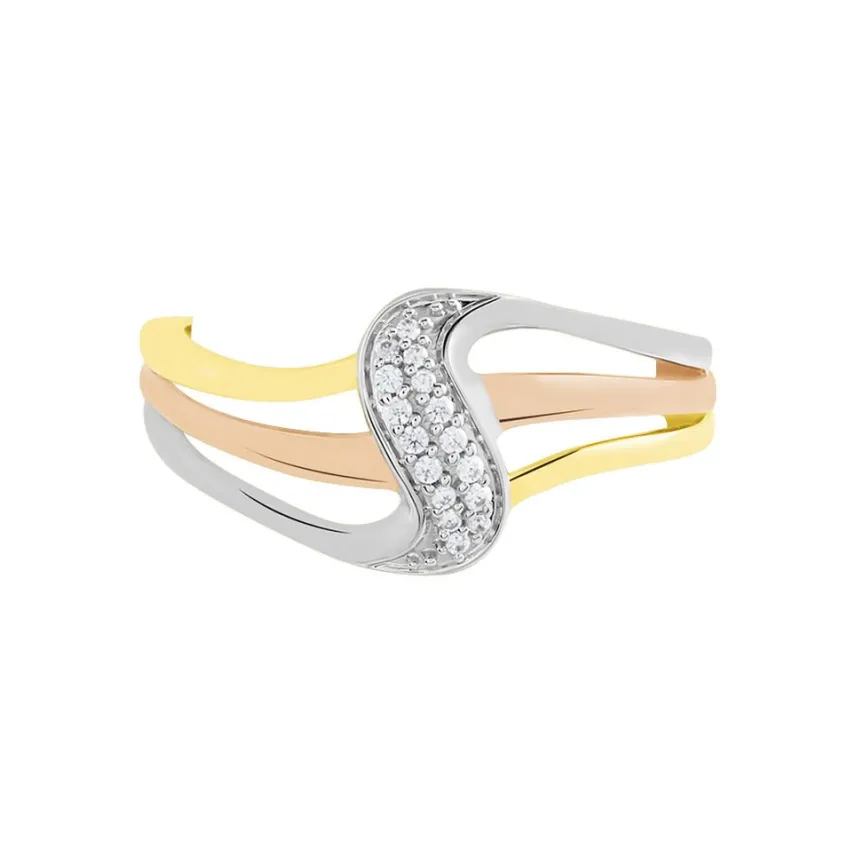 Bague Or Tricolore Dionyse Oxydes De Zirconium-Histoire d'Or New