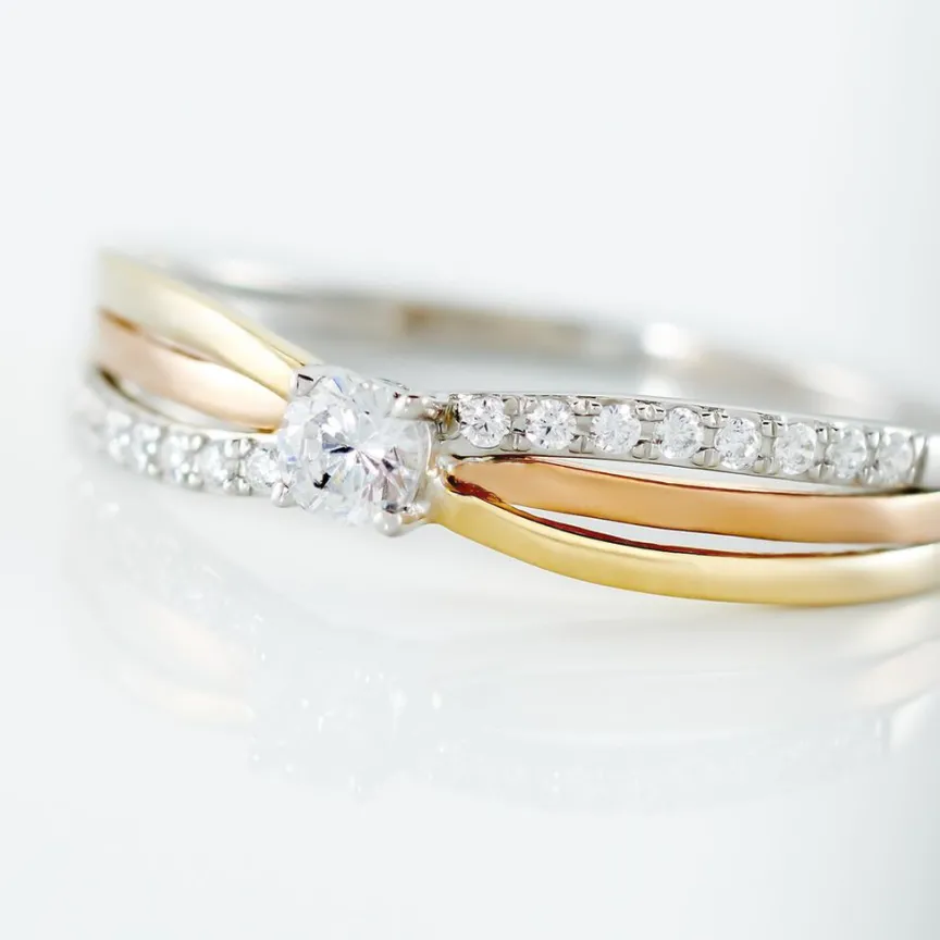 Bague Or Tricolore Peregrine Oxyde De Zirconium-Histoire d'Or