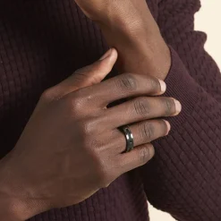 Bague Cosme Acier Noir-PHEBUS HIM Outlet