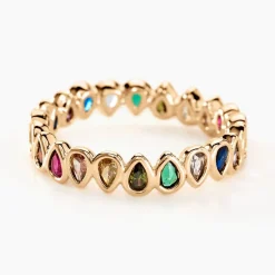 Bague Plaqué Or Jaune Ethem Anneau Pierres Multicolores-Histoire d'Or Best