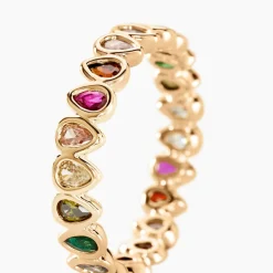 Bague Plaqué Or Jaune Ethem Anneau Pierres Multicolores-Histoire d'Or Best