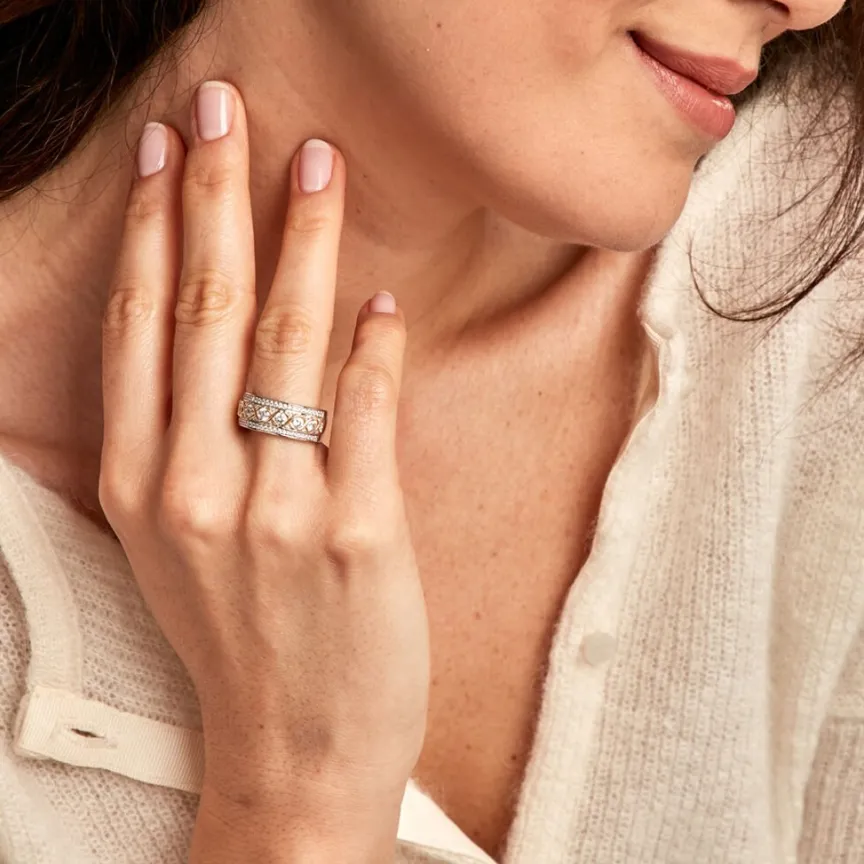 Bague Rome Argent Bicolore Oxyde De Zirconium-Histoire d'Or Hot