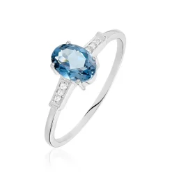 Bague Royanne Or Blanc Topaze Et Oxyde De Zirconium-Histoire d'Or Clearance