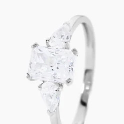 Bague Saelle Or Blanc Oxyde De Zirconium-Histoire d'Or