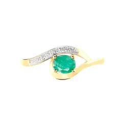 Bague Sagesse Or Jaune Emeraude Et Diamant-Histoire d'Or Clearance