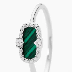Bague Serafine Argent Blanc Malachite Oxyde De Zirconium-Histoire d'Or Clearance