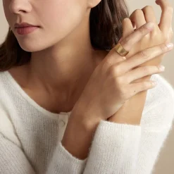 Bague Sicily Acier Doré-Histoire d'Or Clearance