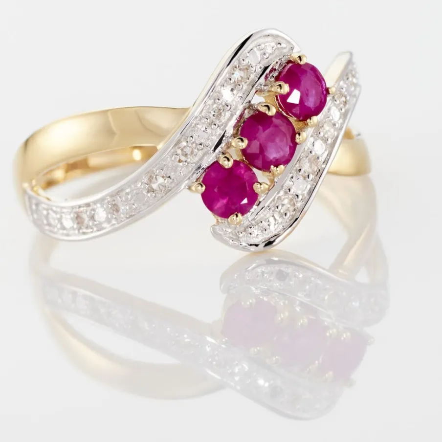 Histoire d'Or Bague Simma Or Jaune Diamant Et Rubis