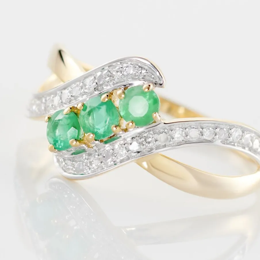 Histoire d'Or Bague Simma Or Jaune Diamant Et Emeraude