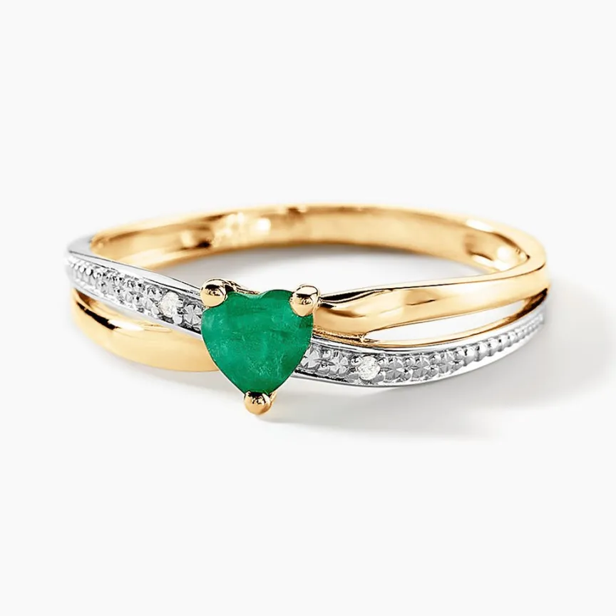 Bague Skylar Or Bicolore Emeraude Diamant-Histoire d'Or