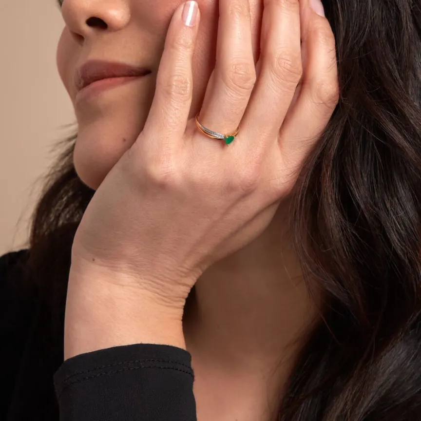 Bague Skylar Or Bicolore Emeraude Diamant-Histoire d'Or