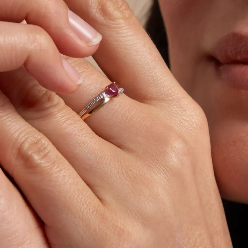 Bague Skylar Or Bicolore Rubis Diamant-Histoire d'Or New