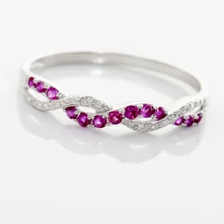 Bague Sofia Or Blanc Rubis Et Diamant-Histoire d'Or Sale