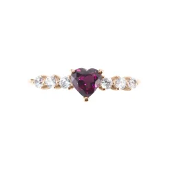 Bague Solitaire Accompagné Or Rose Samanta Rhodolite-Histoire d'Or Sale