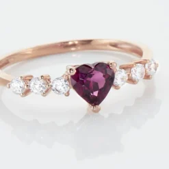 Bague Solitaire Accompagné Or Rose Samanta Rhodolite-Histoire d'Or Sale