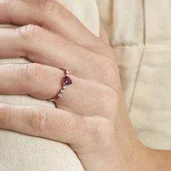 Bague Solitaire Accompagné Or Rose Samanta Rhodolite-Histoire d'Or Sale