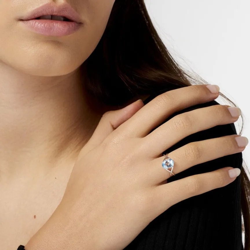 Bague Solitaire Armaelle Or Blanc Topaze-Histoire d'Or Sale