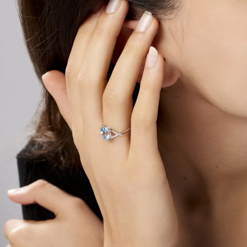 Bague Solitaire Armaelle Or Blanc Topaze-Histoire d'Or Sale