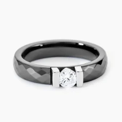 Bague Solitaire Ceramik Design Argent  Oxyde De Zirconium Et Céramique-Histoire d'Or Outlet