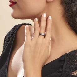 Bague Solitaire Ceramik Design Argent  Oxyde De Zirconium Et Céramique-Histoire d'Or Outlet