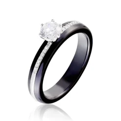 Bague Solitaire Ceramik Design Argent  Oxyde De Zirconium Et Céramique-Histoire d'Or Sale