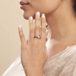 Bague Solitaire Ceramik Design Argent  Oxyde De Zirconium Et Céramique-Histoire d'Or Sale