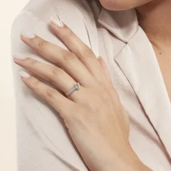 Histoire d'Or Bague Solitaire Crista Or Jaune Topaze Et Oxyde