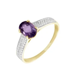 Histoire d'Or Bague Solitaire Crista Or Jauneamethyste Et Oxyde