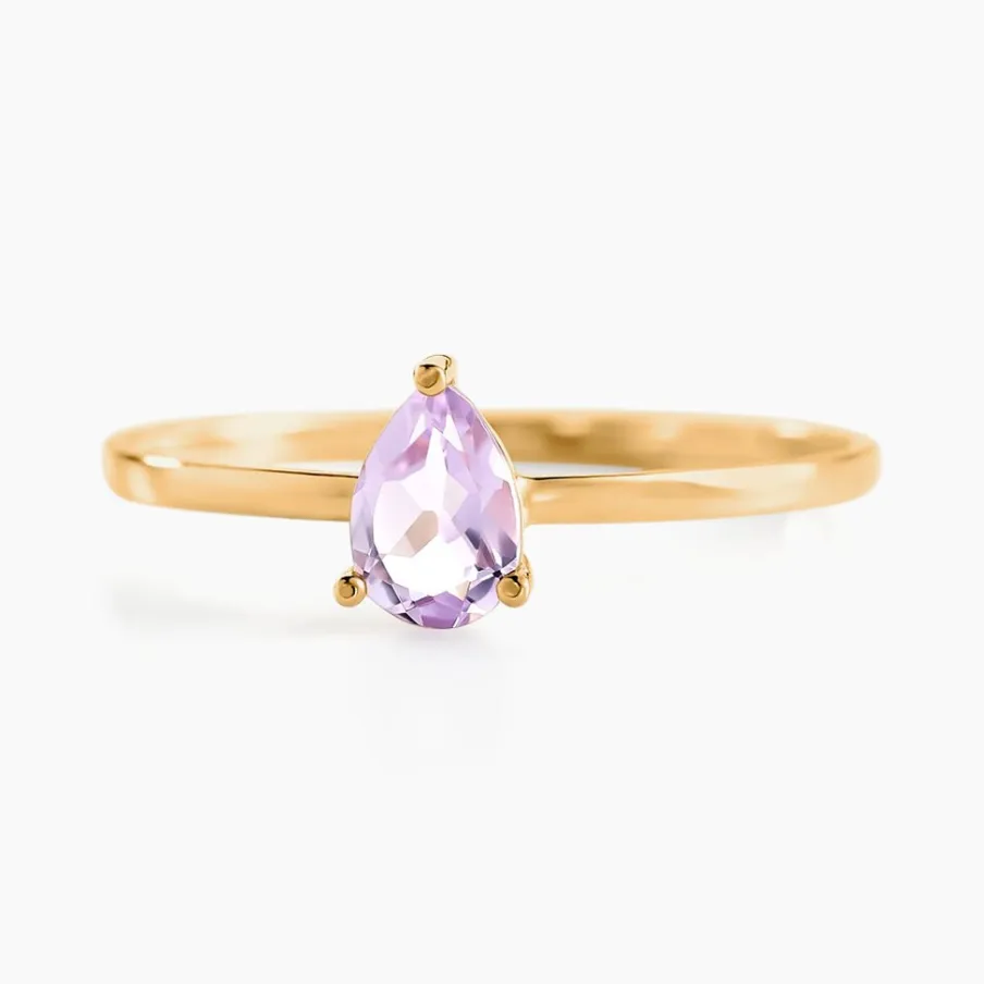 Histoire d'Or Bague Solitaire Goutte Or Jaune Améthyste