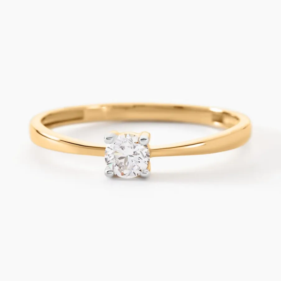 Histoire d'Or Bague Solitaire Or Jaune Eclat D'etoile Oxyde De Zirconium