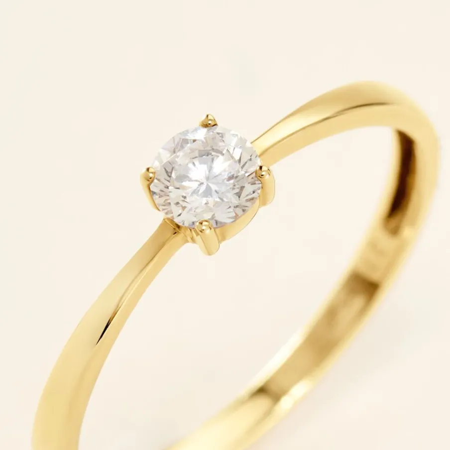 Histoire d'Or Bague Solitaire Or Jaune Eclat D'etoile Oxyde De Zirconium