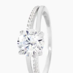 Bague Solitaire Poseidon Argent Blanc Oxyde De Zirconium-Histoire d'Or Hot