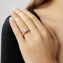 Bague Solitaire Stevie Plaqué Or Jaune Oxyde De Zirconium-Histoire d'Or New