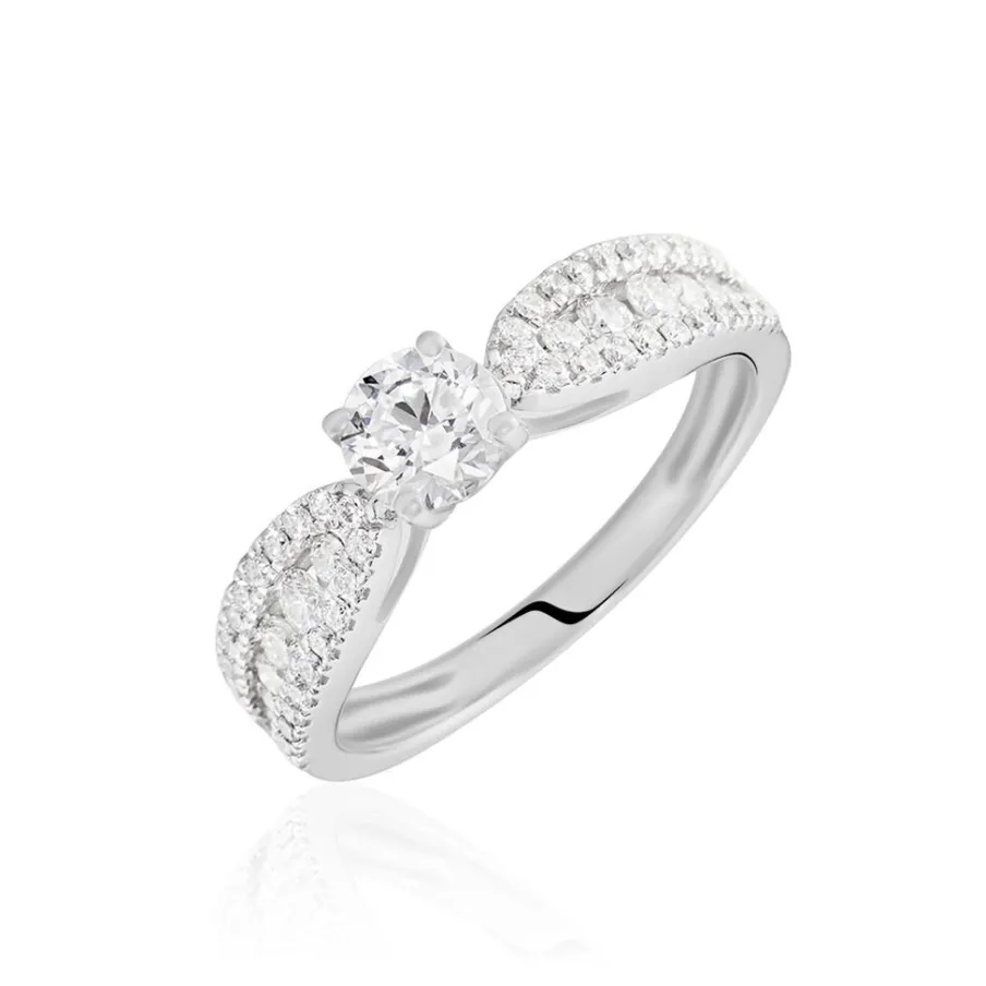 Histoire d'Or Bague Solitaire Stockholm Or Blanc Diamant Synthetique