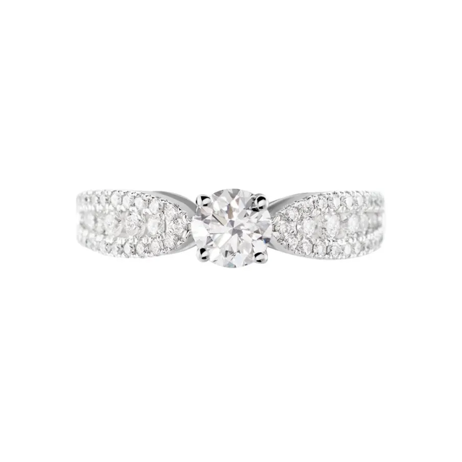 Histoire d'Or Bague Solitaire Stockholm Or Blanc Diamant Synthetique