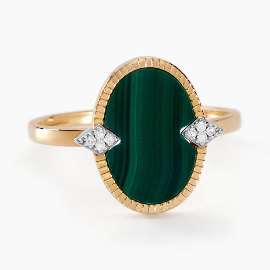 Bague Tahina Or Jaune Malachite Diamant-Histoire d'Or Outlet