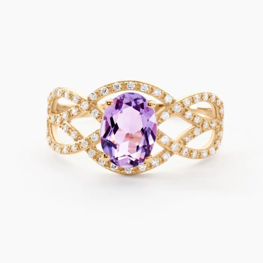 Bague Tina Or Jaune Amethyste Et Oxyde De Zirconium-Histoire d'Or Online