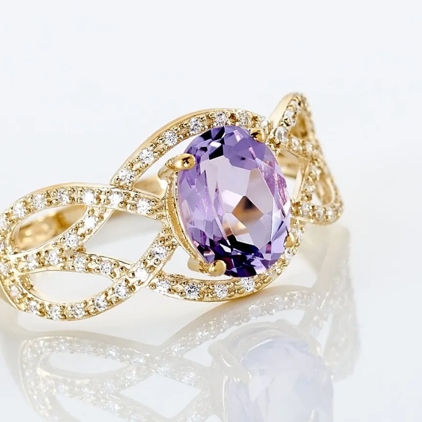 Bague Tina Or Jaune Amethyste Et Oxyde De Zirconium-Histoire d'Or Online