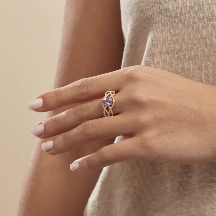 Bague Tina Or Jaune Amethyste Et Oxyde De Zirconium-Histoire d'Or Online