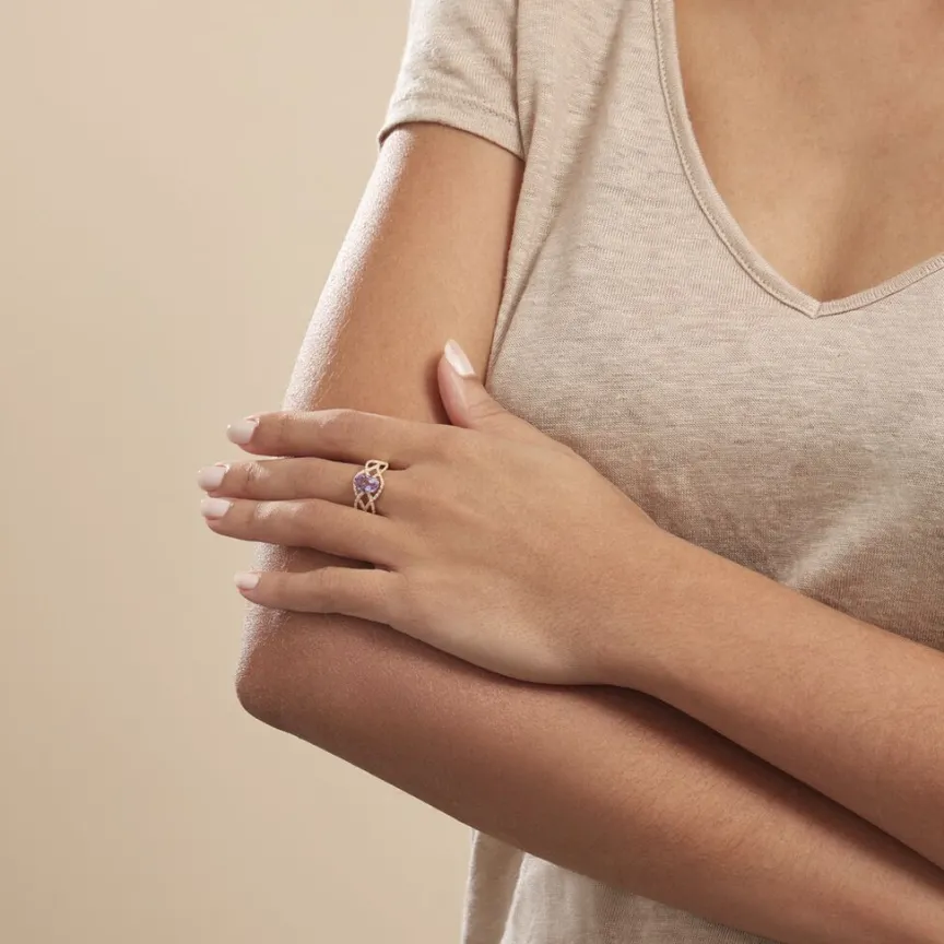 Bague Tina Or Jaune Amethyste Et Oxyde De Zirconium-Histoire d'Or Online